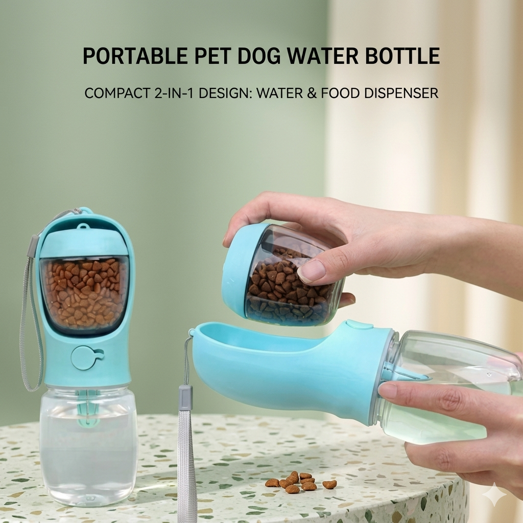 Portable Pet Dog Water & Food Bottle