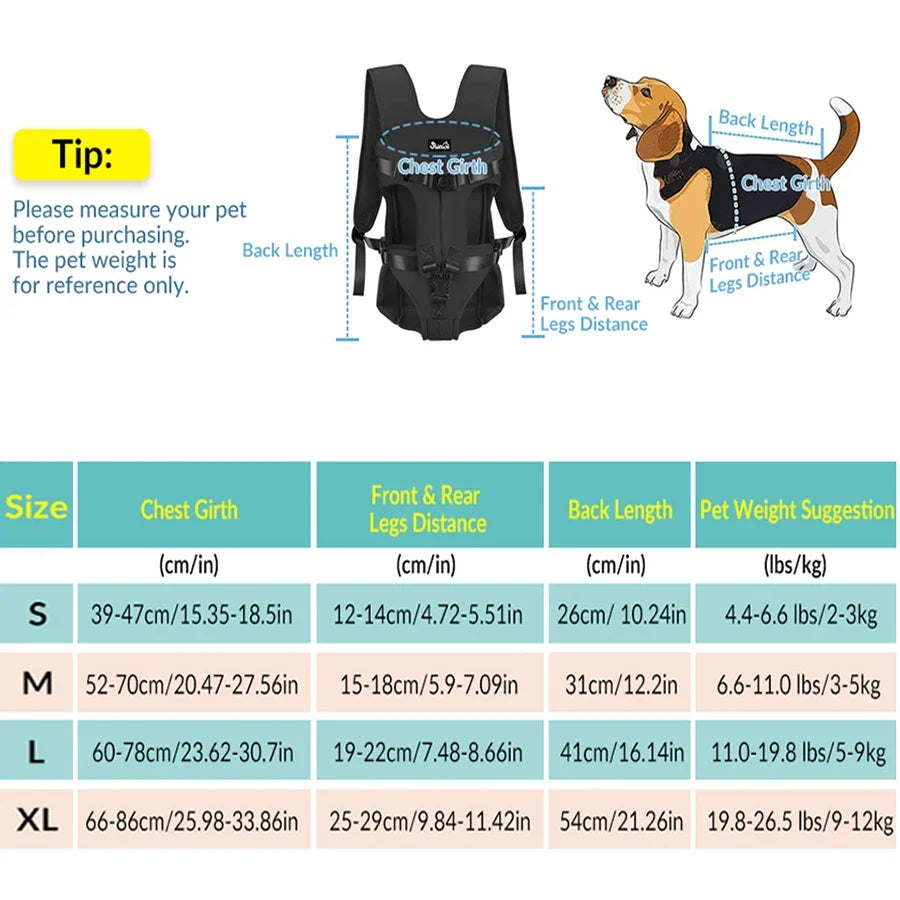 Pet Backpack Carrier For Cat Dogs Front Travel
